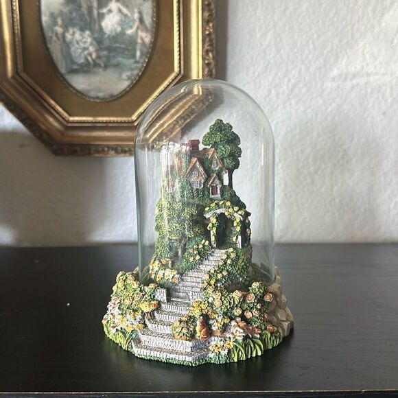 Rose Arbor Cottage Violet Schwenig Franklin Mint Beautiful House on Hill W/Dome - Picture 1 of 6